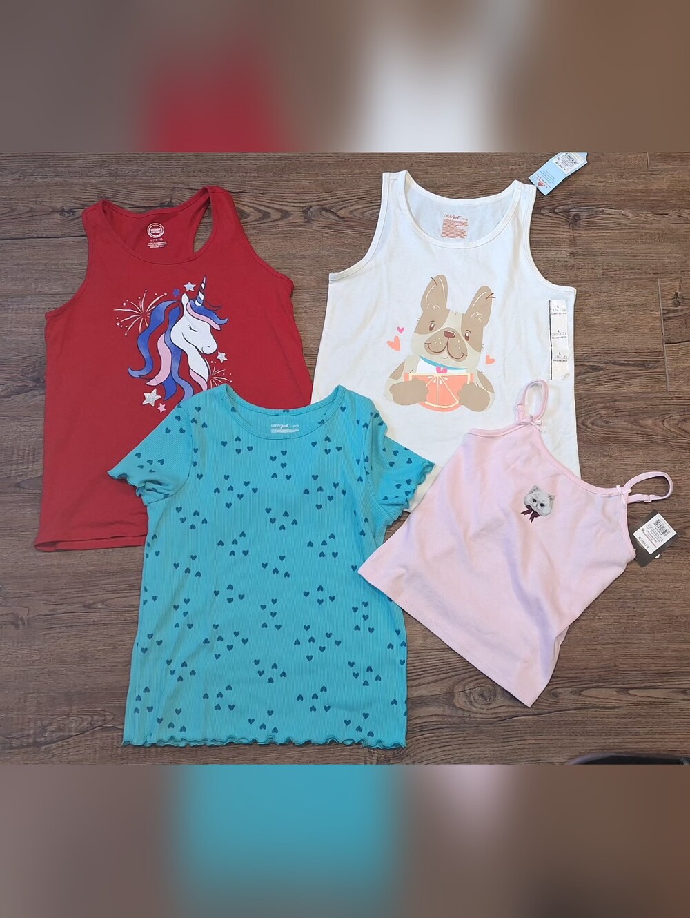 Cat & Jack Girls' Tank & Tee BUNDLE OF 4 ☆Size 10/12☆